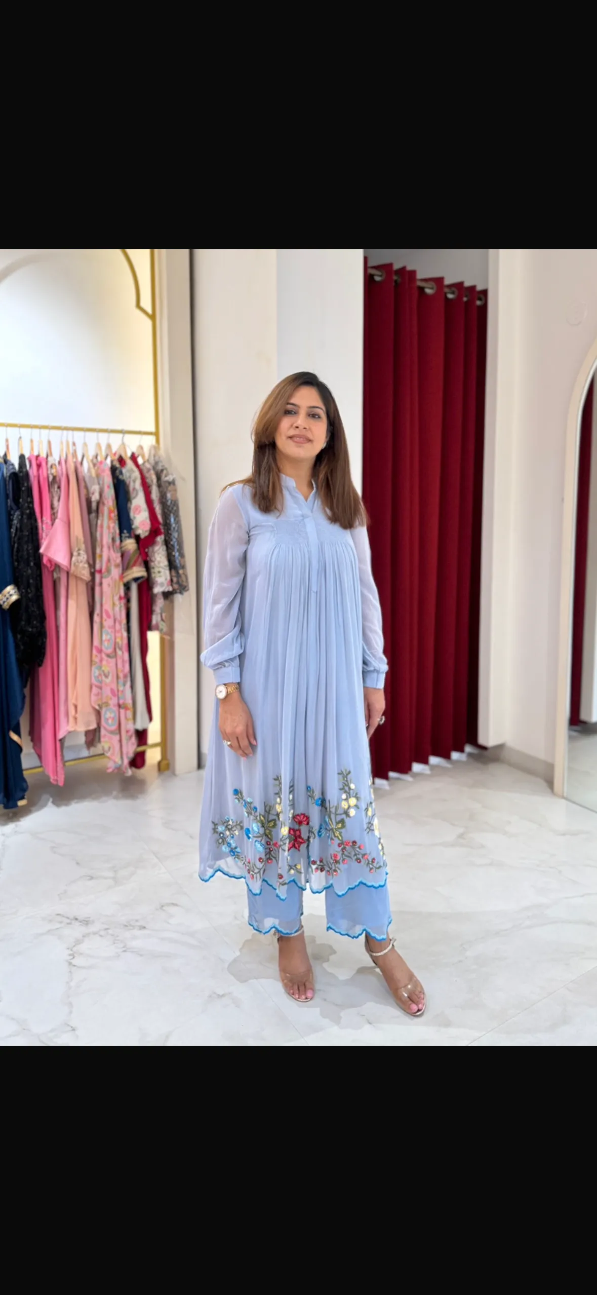 Sky Blue Georgette Anarkali
